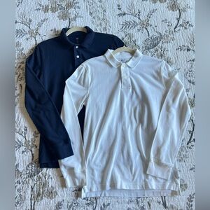 Gap Kid’s Navy Blue and White Long Sleeve Uniform Polo Shirts • XXL